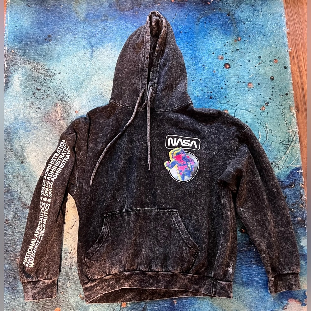 NASA Black Mineral Wash Hoodie